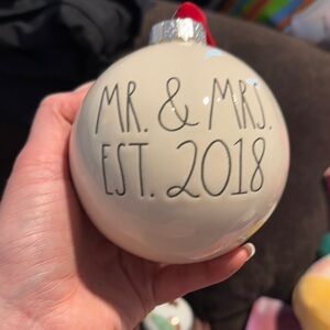 White Holiday Ornament - Mr. & Mrs. Est. 2018